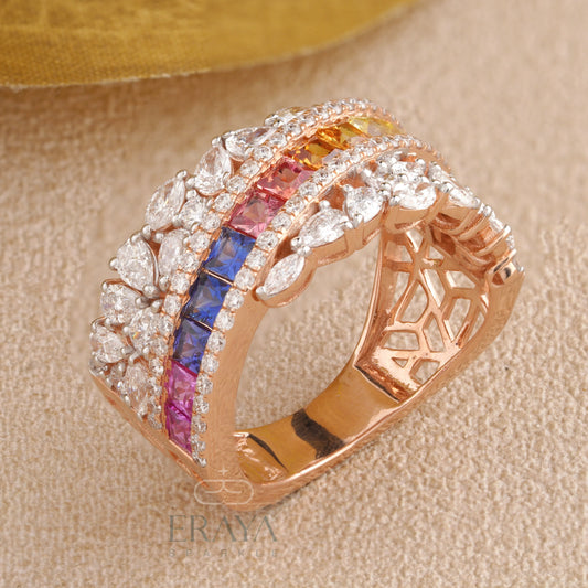 Rainbow Princess Ring with Lab Grown Diamond - erayasparkle