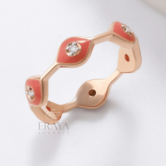 Stackable Enamel Lab Diamond Ring - erayasparkle