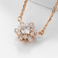 Sunflower Pendant Necklace with Lab Diamond -
