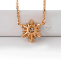 Sunflower Pendant Necklace with Lab Diamond -