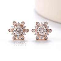 Gold diamond earrings with Lab-Grown Diamond - Ring