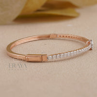 Diamond Rose Gold Bracelet | Dainty Floral Tennis Bracelet -