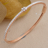 Diamond Rose Gold Bracelet | Dainty Floral Tennis Bracelet -