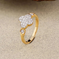 Lab Grown Diamond Clover Ring in Yellow Gold | Dainty Promise Ring - Ring