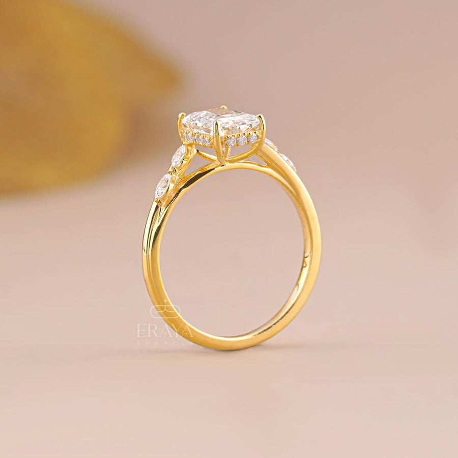 Radiant Cut Lab Diamond Hidden Halo Ring