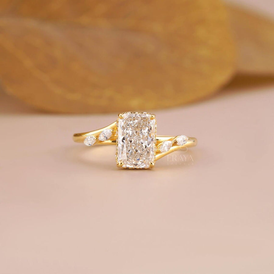 Radiant Cut Lab Diamond Hidden Halo Ring