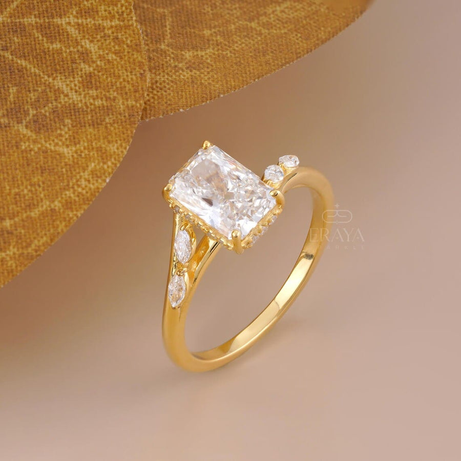 Radiant Cut Lab Diamond Hidden Halo Ring