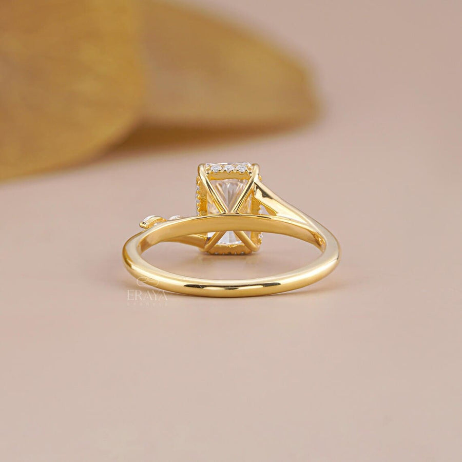 Radiant Cut Lab Diamond Hidden Halo Ring