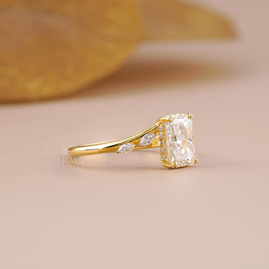 Radiant Cut Lab Diamond Hidden Halo Ring