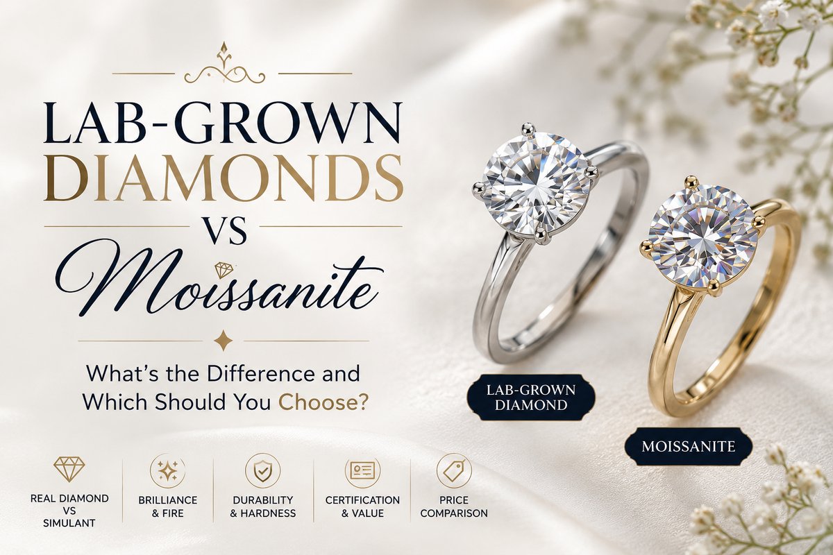 Lab Grown Vs Mossonite Diamond jewellry - Full Guide