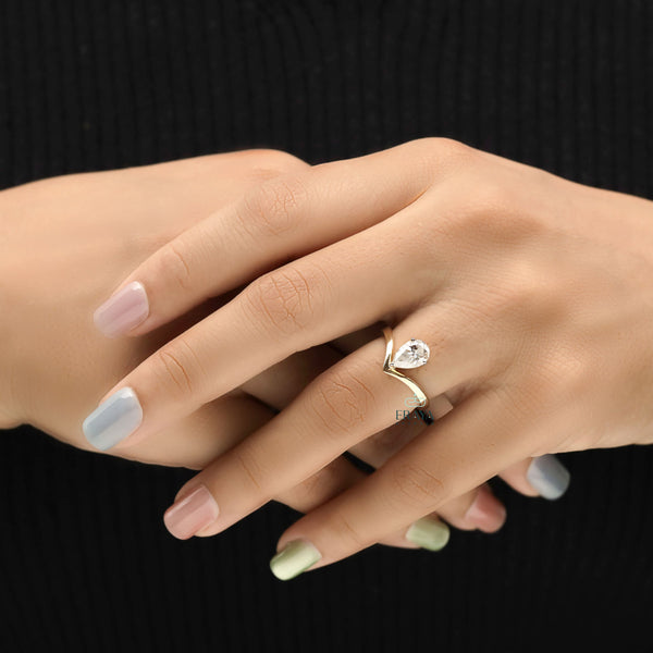 Pear Diamond Engagement Ring | Modern Open Band - Ring