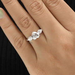Heart Shaped Diamond Engagement Ring | Three Stone Ring - Ring
