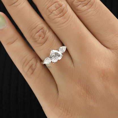 Heart Shaped Diamond Engagement Ring | Three Stone Ring - Ring
