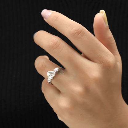 Heart Shaped Diamond Engagement Ring | Three Stone Ring - Ring