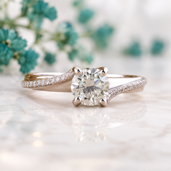 Twisted Band Engagement Ring with Lab Diamond