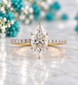 Marquise Wedding Ring with Pave Lab Diamond