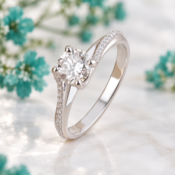 Twisted Band Engagement Ring with Lab Diamond