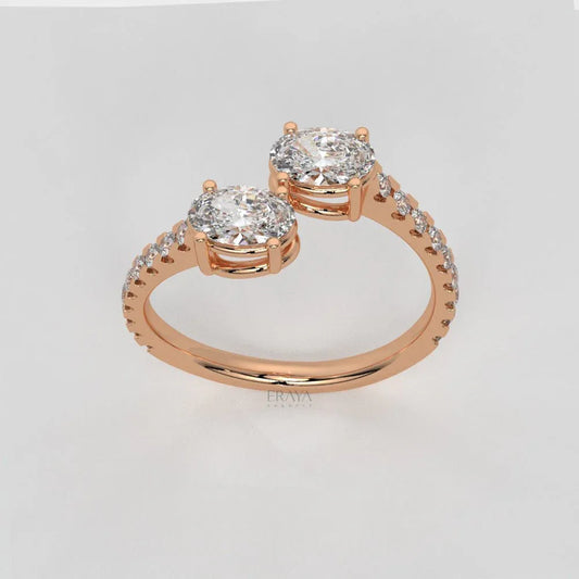 Toi et Moi Oval Engagement Ring - erayasparkle