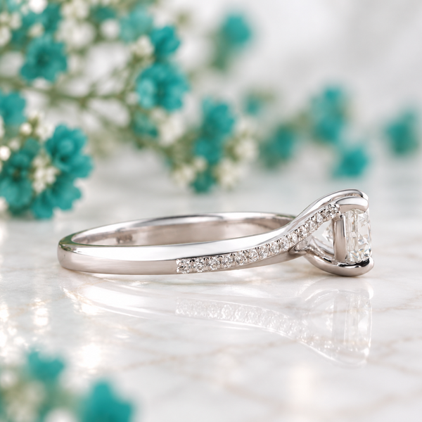 Twisted Band Engagement Ring with Lab Diamond