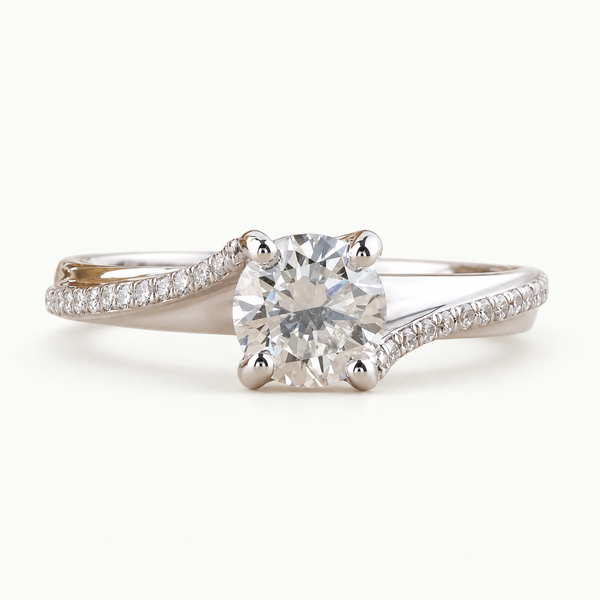 Twisted Band Engagement Ring with Lab Diamond
