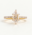 Marquise Wedding Ring with Pave Lab Diamond