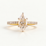 Marquise Wedding Ring with Pave Lab Diamond