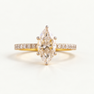 Marquise Wedding Ring with Pave Lab Diamond