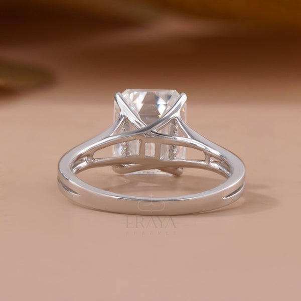 Emerald Cut Engagement Rings Gold – 3.62 CT Split Shank Solitaire - Ring