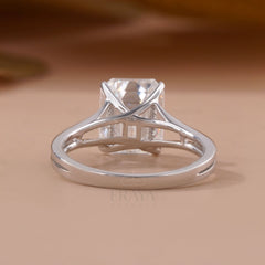 Emerald Cut Engagement Rings Gold – 3.62 CT Split Shank Solitaire - Ring