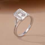 Emerald Cut Engagement Rings Gold – 3.62 CT Split Shank Solitaire - Ring