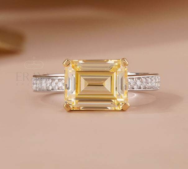 Yellow Emerald Engagement Rings | Emerald Cut Ring - Ring