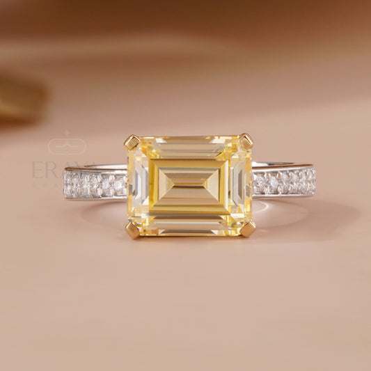 Yellow Emerald Engagement Rings | Emerald Cut Ring - Ring