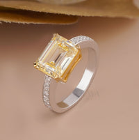 Yellow Emerald Engagement Rings | Emerald Cut Ring - Ring