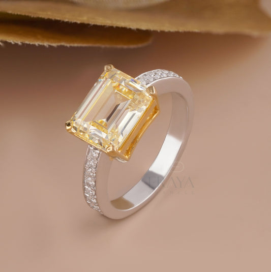 Yellow Emerald Engagement Rings | Emerald Cut Ring - Ring