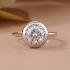 Hidden Halo Ring – Round Lab Diamond Bezel - Ring