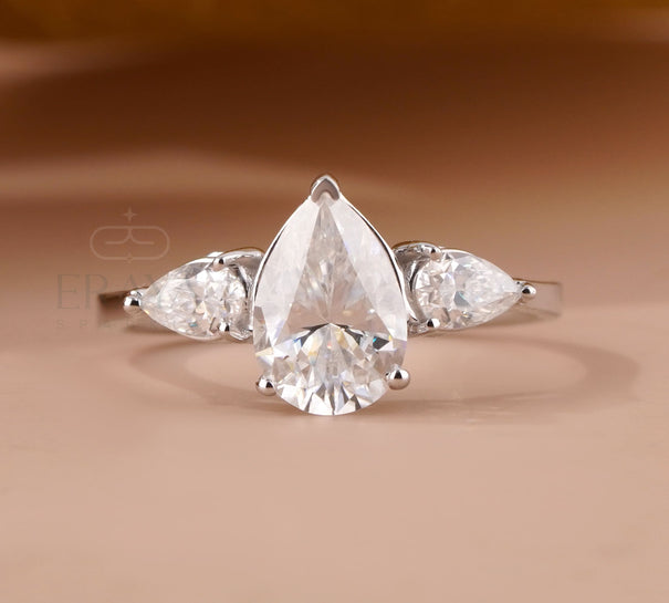 Pear Shaped Lab Diamond Ring - Ring