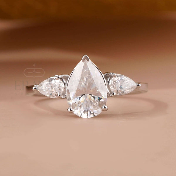 Pear Shaped Lab Diamond Ring - Ring