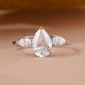 Pear Shaped Lab Diamond Ring - Ring
