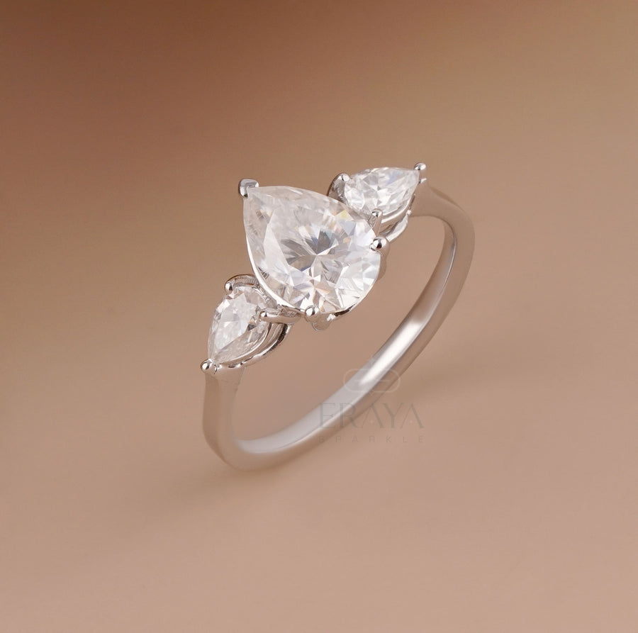 Pear Shaped Lab Diamond Ring - Ring