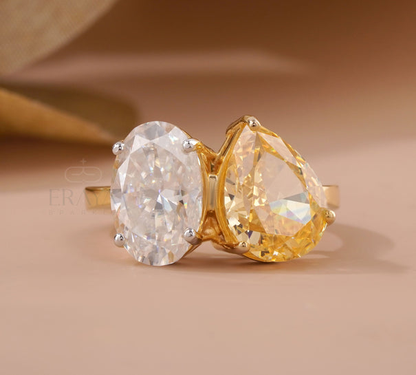 Oval – Two Stone Diamond-White Gold Engagement Ring - Ring