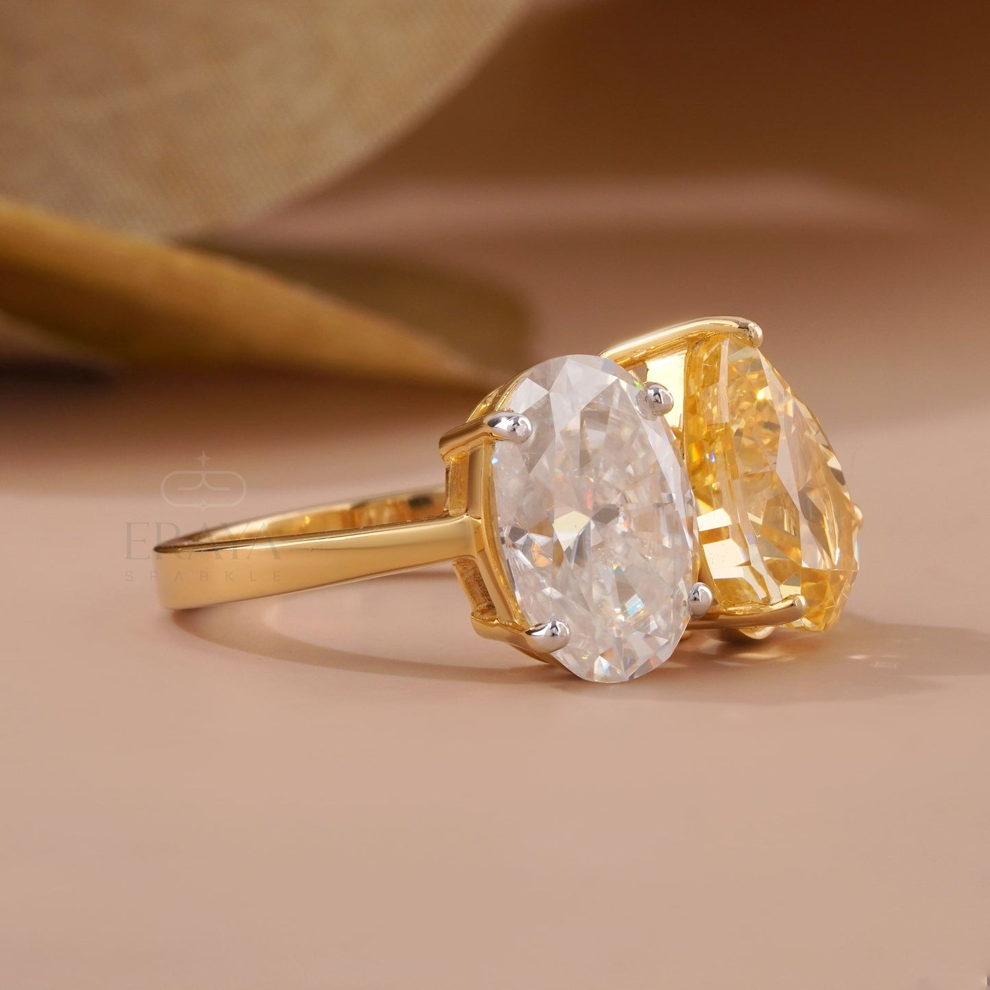 Oval – Two Stone Diamond-White Gold Engagement Ring - Ring