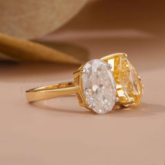 Oval – Two Stone Diamond-White Gold Engagement Ring - Ring