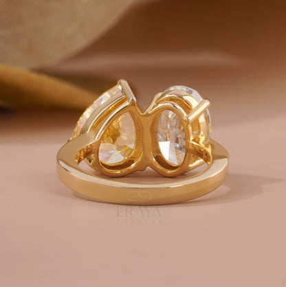 Oval – Two Stone Diamond-White Gold Engagement Ring - Ring