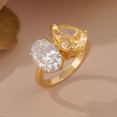 Oval – Two Stone Diamond-White Gold Engagement Ring - Ring