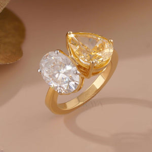 Oval – Two Stone Diamond-White Gold Engagement Ring - Ring