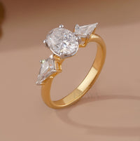 White Gold Engagement Ring Oval – Kite Diamond Design - Ring