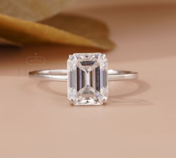 Emerald Engagement Rings – 2.59 CT Hidden Halo Solitaire - Ring
