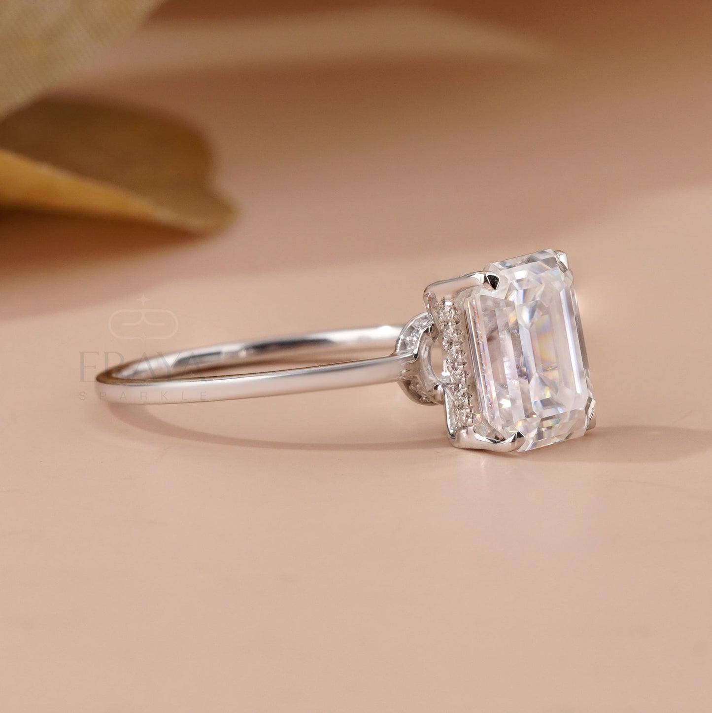 Emerald Engagement Rings – 2.59 CT Hidden Halo Solitaire - Ring