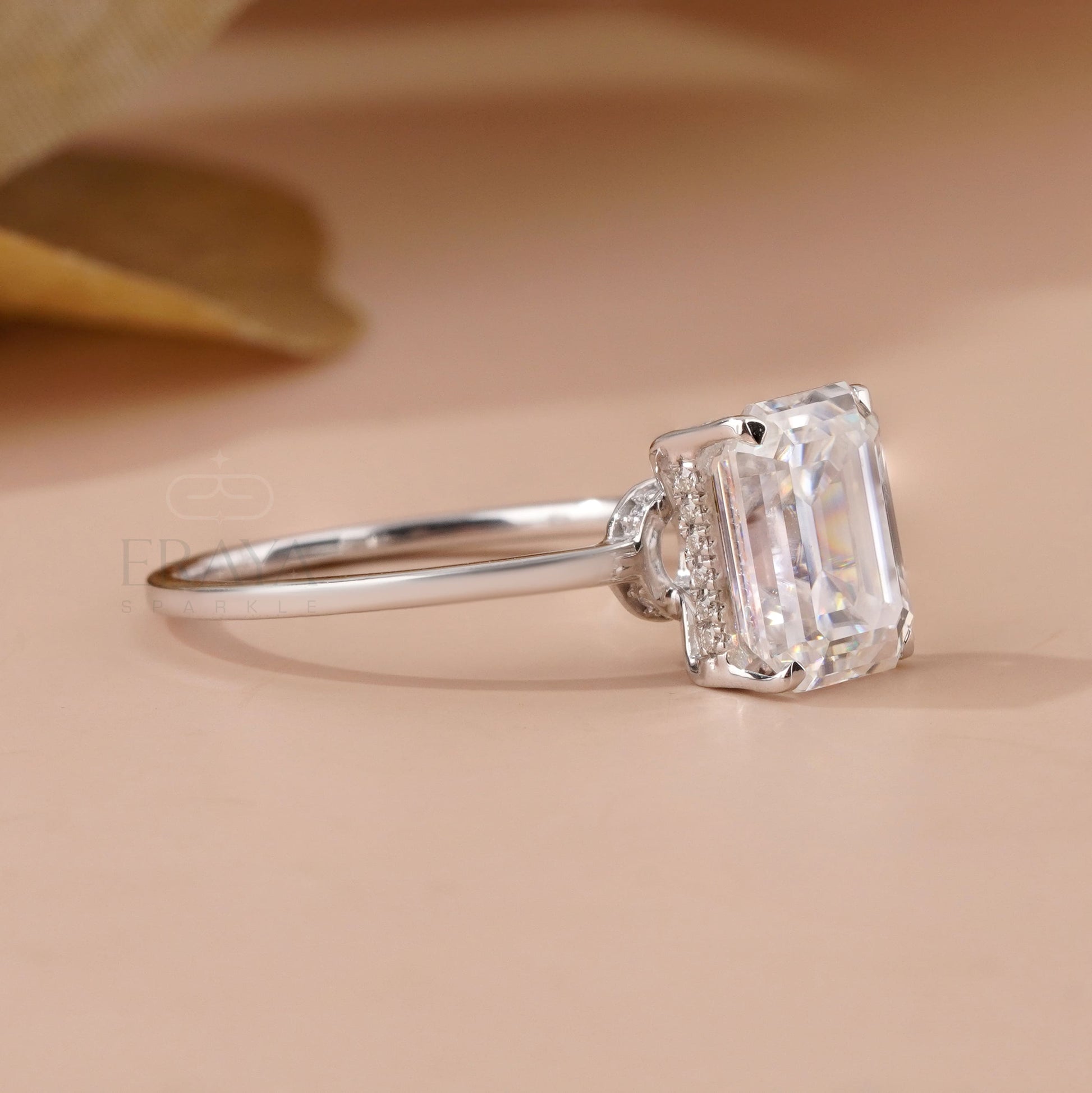 Emerald Engagement Rings – 2.59 CT Hidden Halo Solitaire - Ring