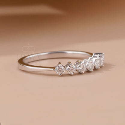 Rose Gold Engagement Ring – Curved Lab Diamond Wedding Band - Ring